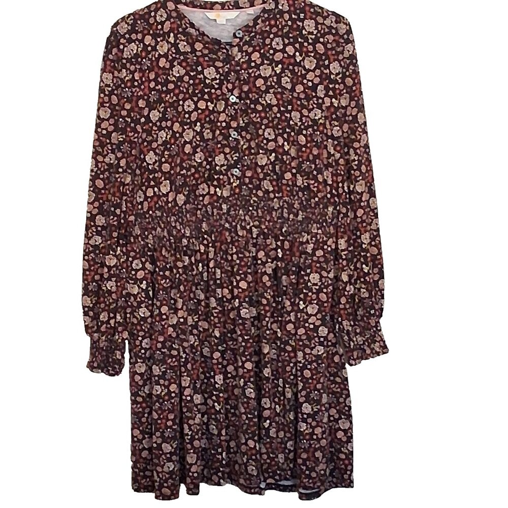 Boden Womens Smocked Jersey Shirt Dress Size 14 Cottagecore Dark Romantic Boho